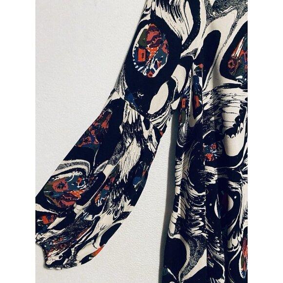 Free People Dress Womens Large Drift Away Black Abstract Cold Shoulder Tunic - Picture 4 of 10